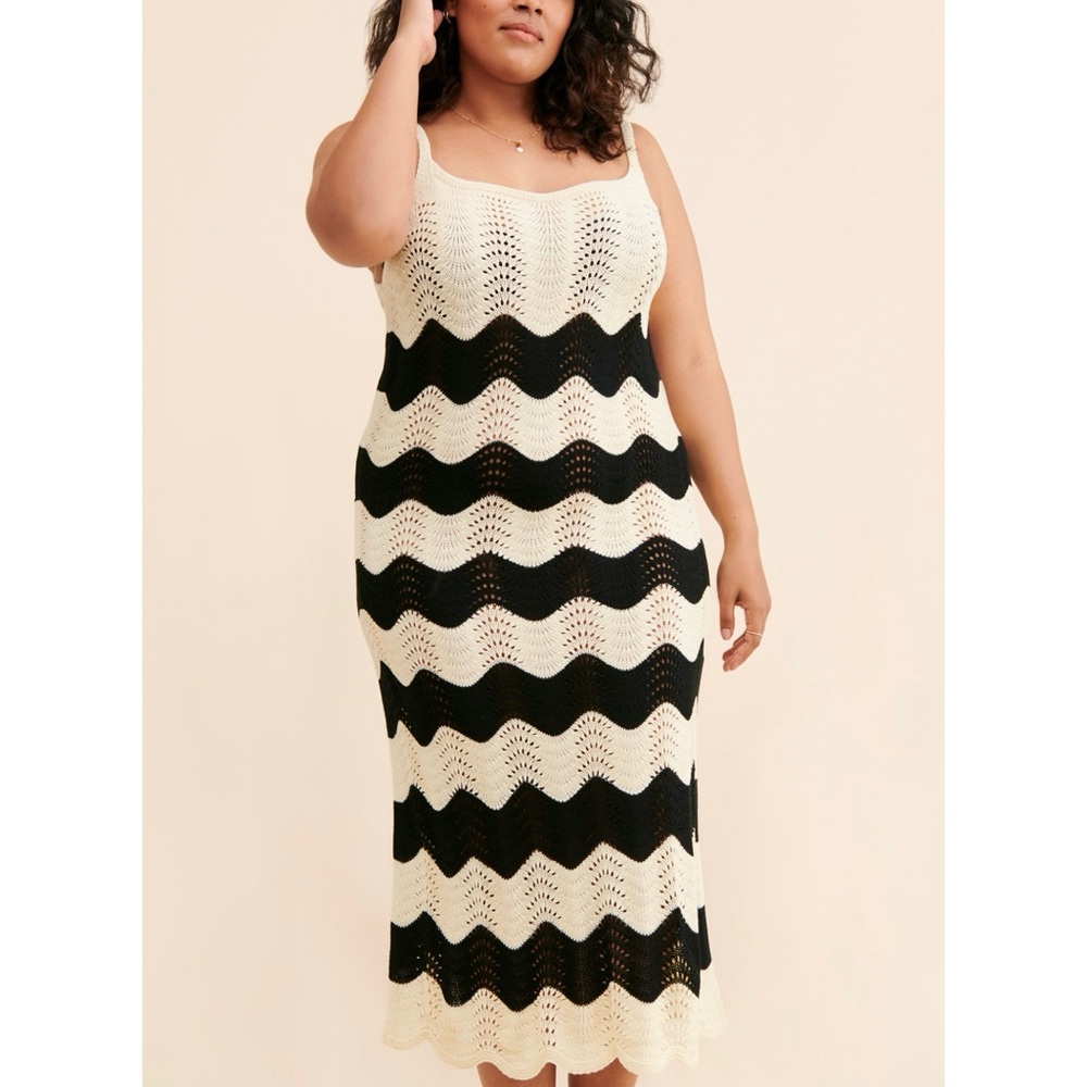 Anthropologie 4SI3NNA Luana Knit Dress European Summer Midi Crochet Dress M - Picture 4 of 6